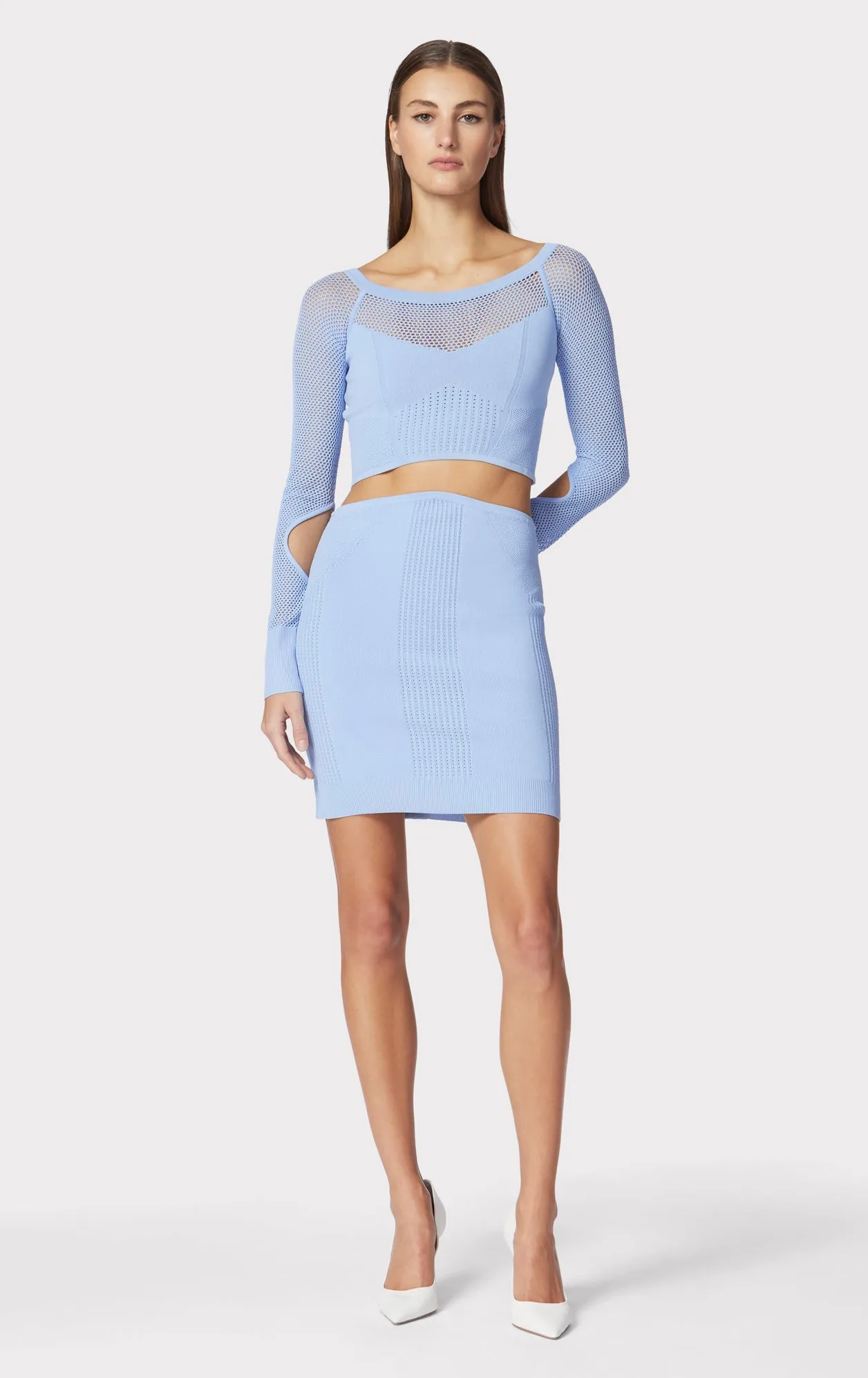 MIXED POINTELLE MINI SKIRT sold by Herve Leger