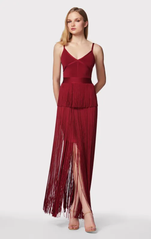 STRAPPY OTTOMAN FRINGE GOWN sold by Herve Leger