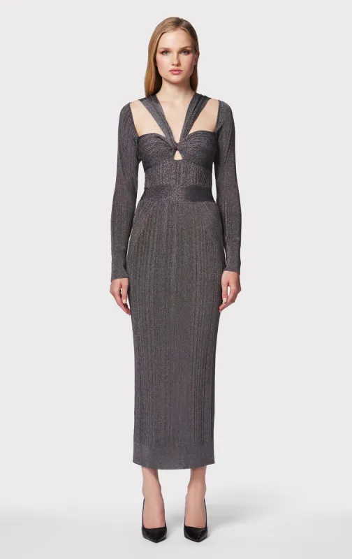 VARIEGATED RIB DRAPED METALLIC GOWN sold by Herve Leger