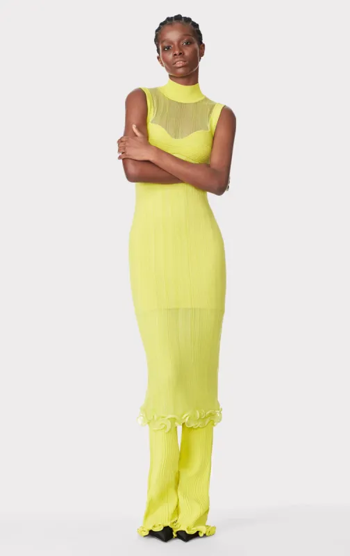 SHEER LAYERED MIDI DRESS WITH RUFFLE sold by Herve Leger