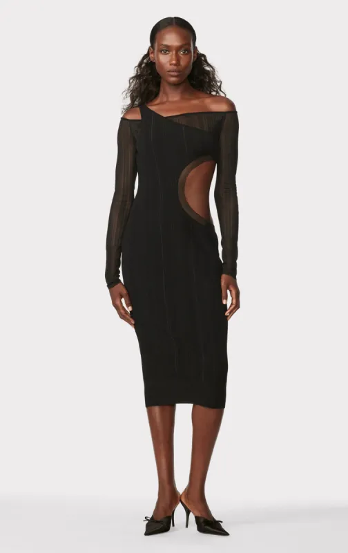 HERVÉ LÉGER X LAW ROACH SHEER LAYERED CUTOUT MIDI DRESS made by Herve Leger