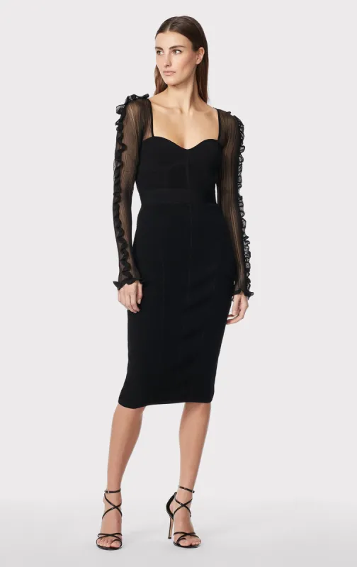 LONG SLEEVE SWEETHEART MIDI DRESS WITH RUFFLES sold by Herve Leger