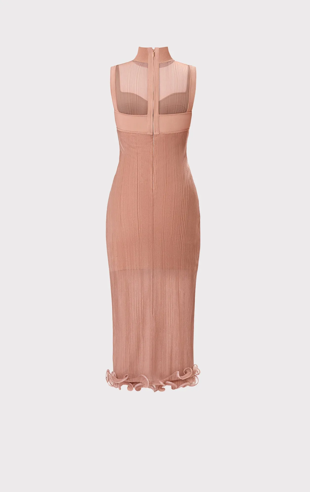 SHEER LAYERED MIDI DRESS W/ RUFFLE sold by Herve Leger product image thumbnail 3