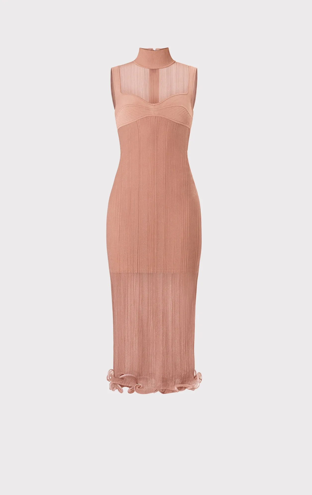 SHEER LAYERED MIDI DRESS W/ RUFFLE sold by Herve Leger product image thumbnail 2