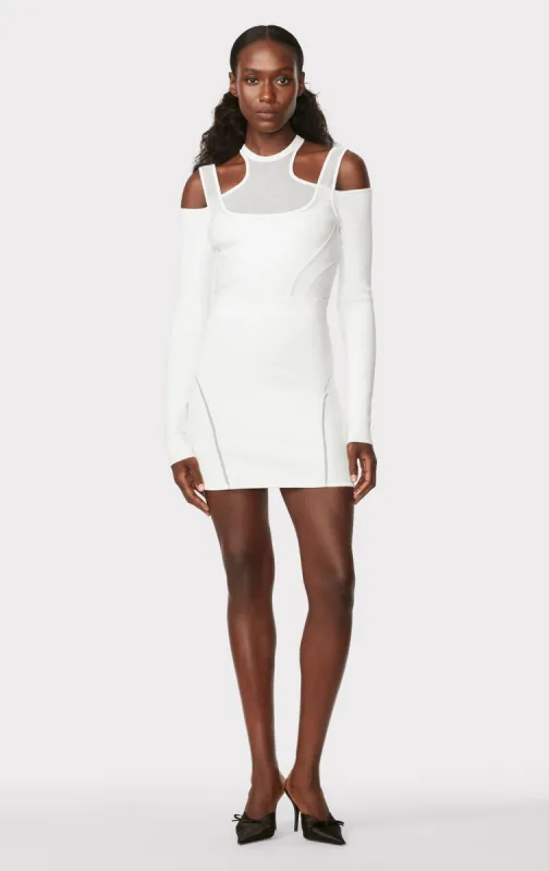 HERVÉ LÉGER X LAW ROACH LAYERED SHEER INTARSIA MINI DRESS sold by Herve Leger
