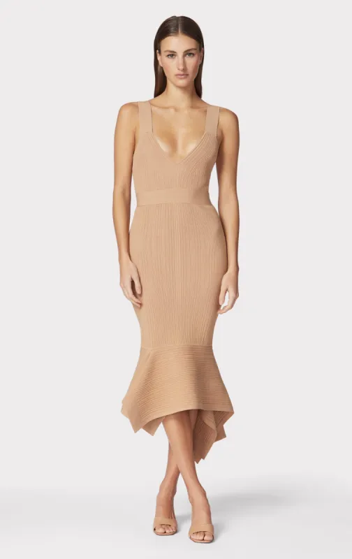 VARIEGATED RIB FISHTAIL MIDI DRESS sold by Herve Leger