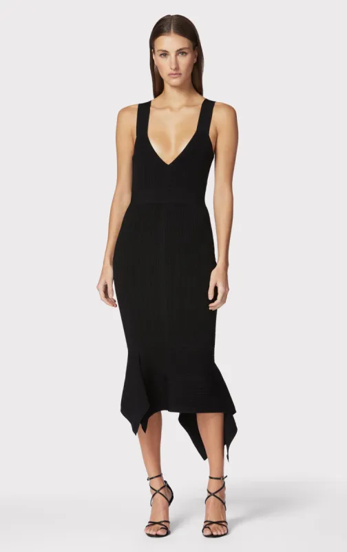 VARIEGATED RIB FISHTAIL MIDI DRESS sold by Herve Leger