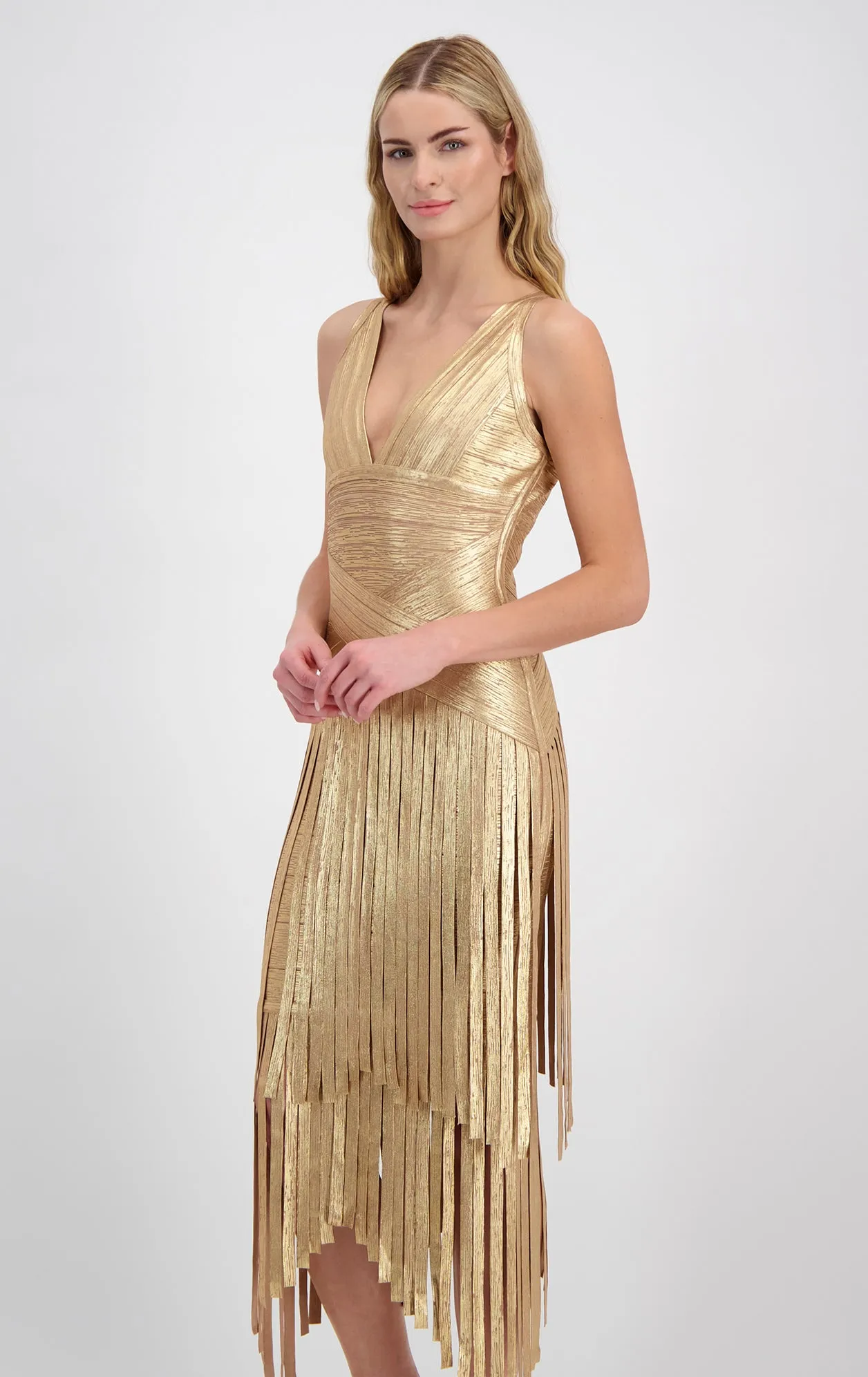 Layered Foil Fringe Dress sold by Herve Leger product image thumbnail 4