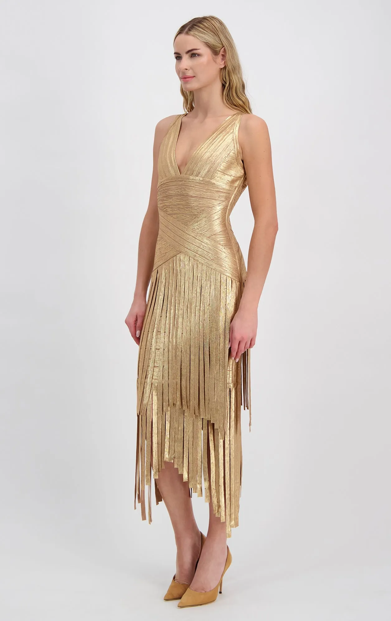 Layered Foil Fringe Dress sold by Herve Leger product image thumbnail 5