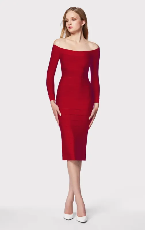 ICON SCOOP NECK MIDI DRESS sold by Herve Leger