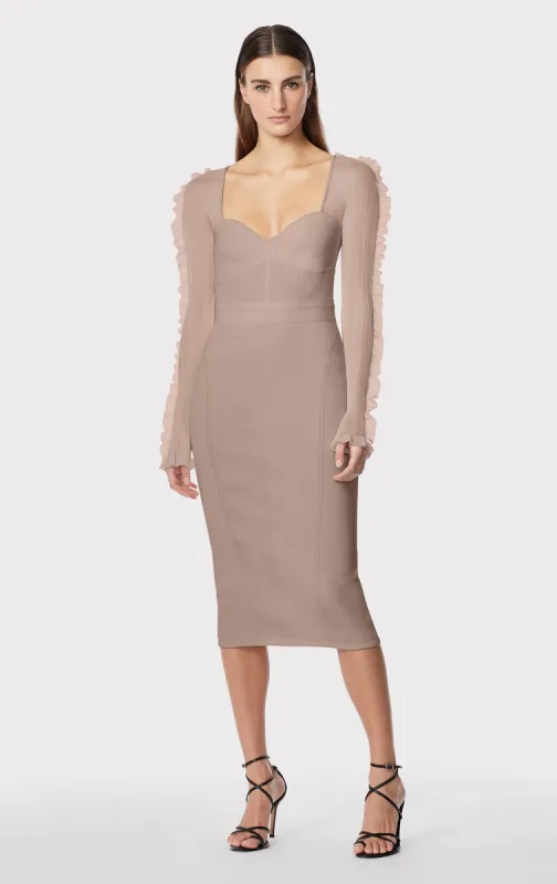 SWEETHEART RUFFLE MIDI DRESS sold by Herve Leger