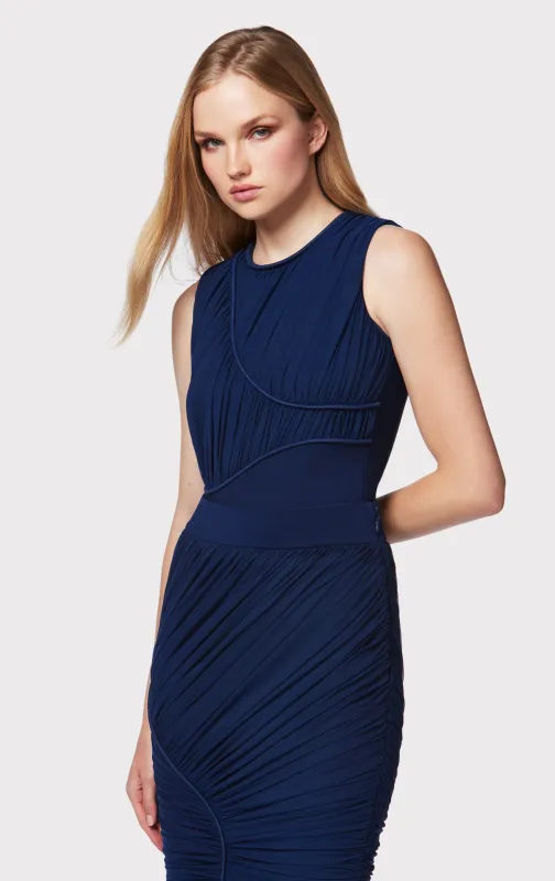 RUCHED MESH CREW NECK TOP sold by Herve Leger