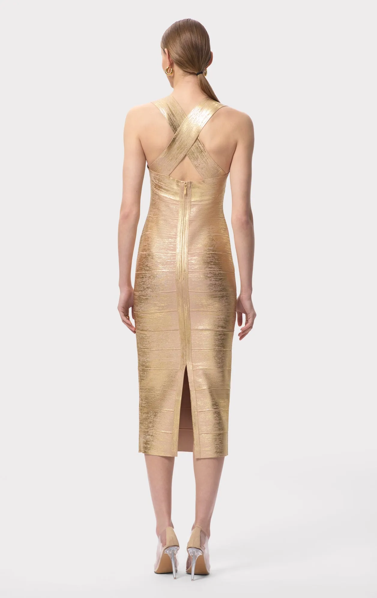 THE METALLIC SANDRA DRESS sold by Herve Leger product image thumbnail 4
