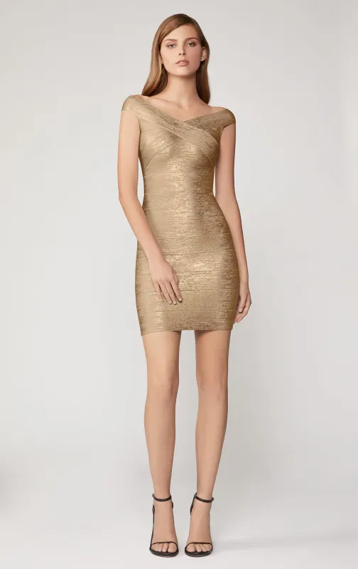 Criss Cross Foil Dress sold by Herve Leger
