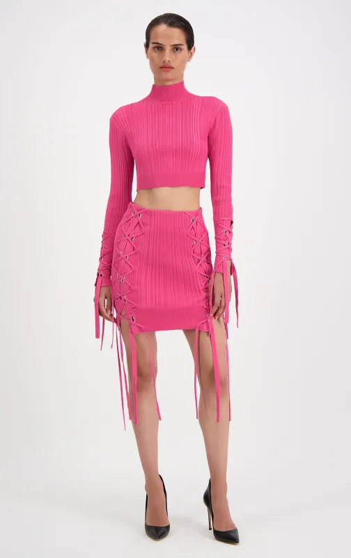 Variegated Rib Lace Crop Top sold by Herve Leger