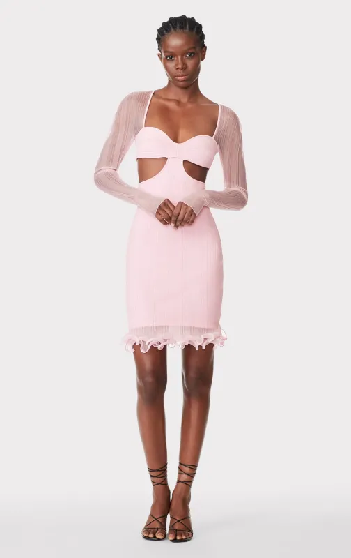 SHEER LAYERED L/S MINI DRESS W/ RUFFLE sold by Herve Leger