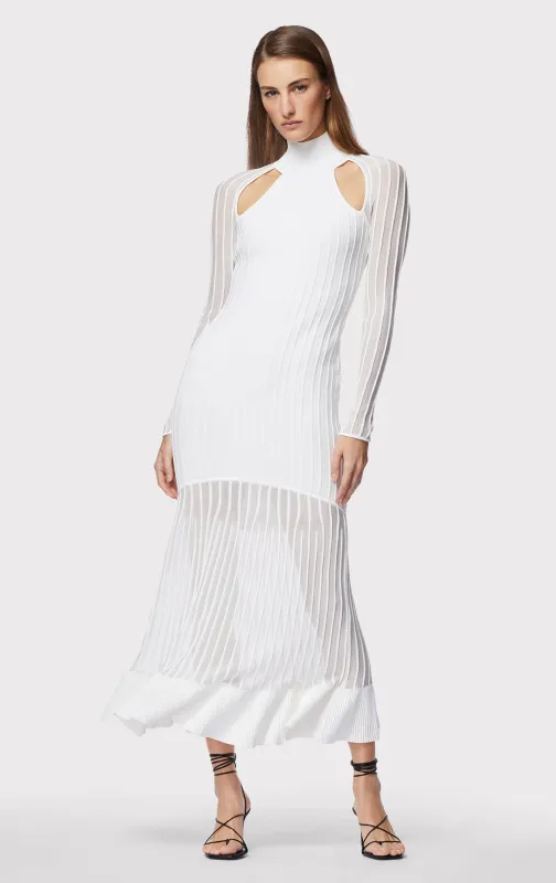 SHEER FLUTED STRIPE MIDI DRESS sold by Herve Leger