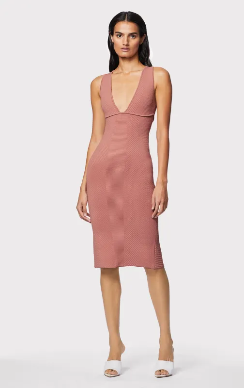 OTTOMAN PLUNGE MIDI DRESS sold by Herve Leger