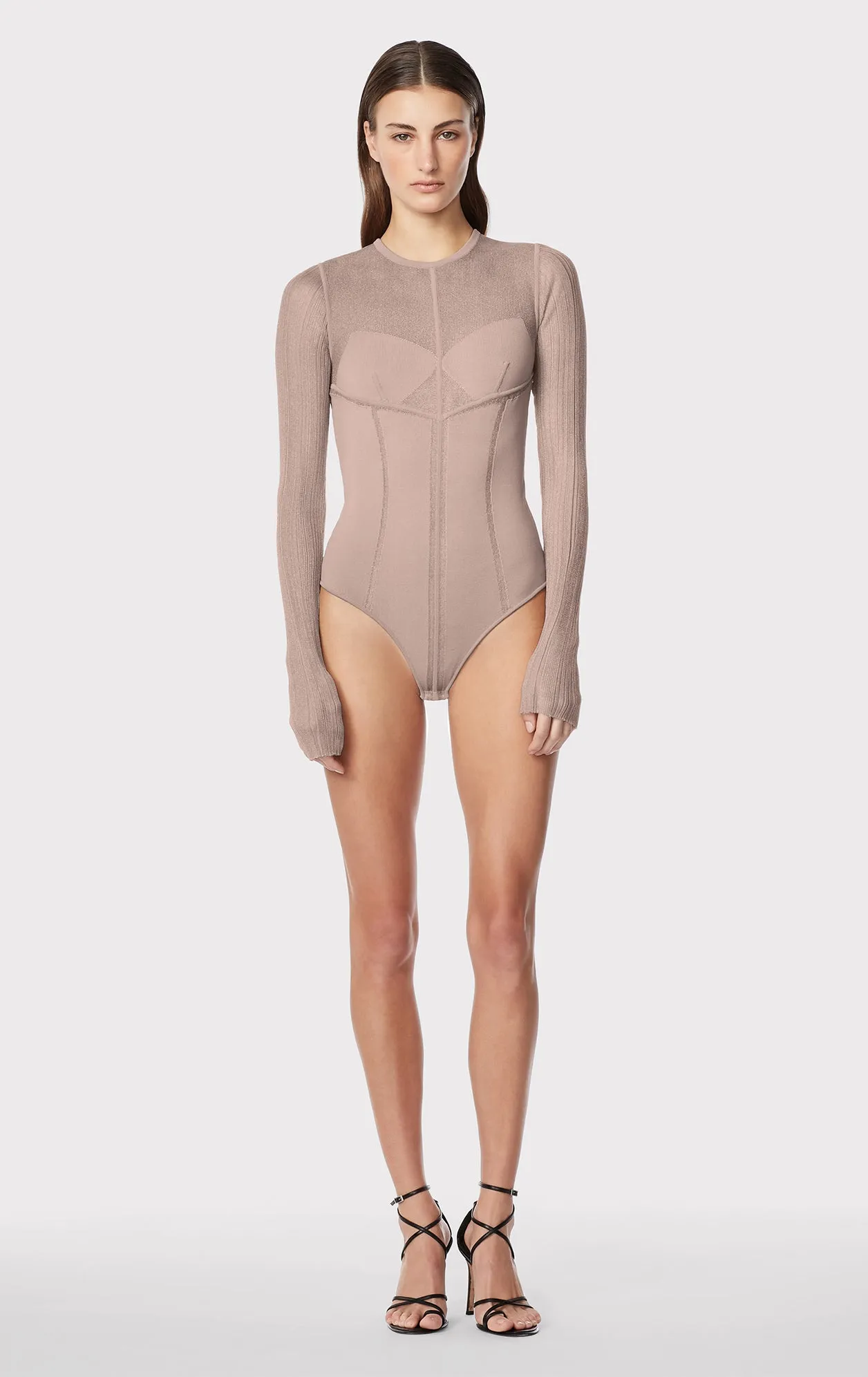 SHEER INTARSIA BUSTIER BODYSUIT sold by Herve Leger
