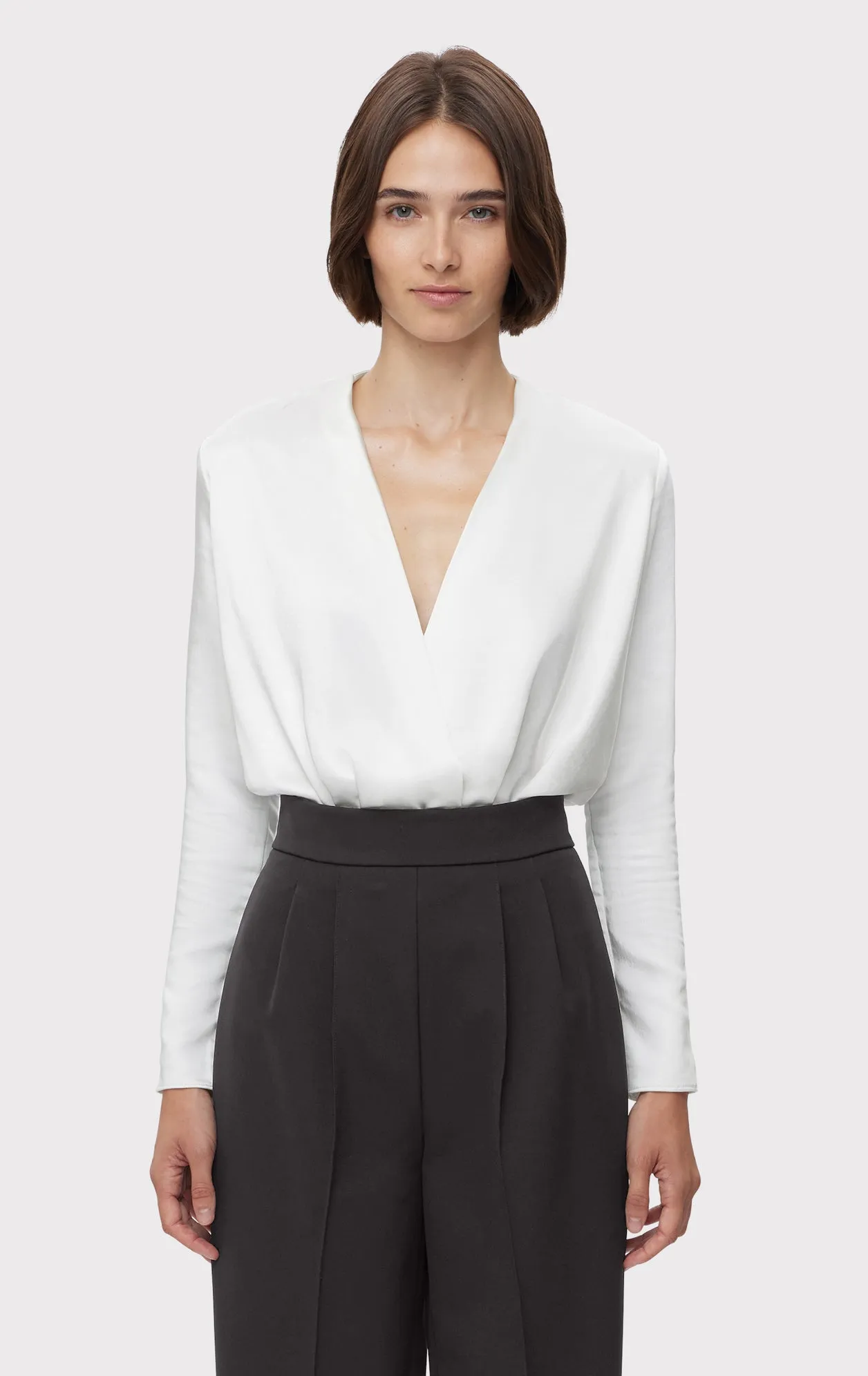 WRAP EFFECT L/S SATIN BODYSUIT sold by Herve Leger