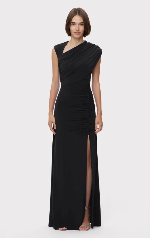 RUCHED MATTE JERSEY S/L DRAPED GOWN sold by Herve Leger