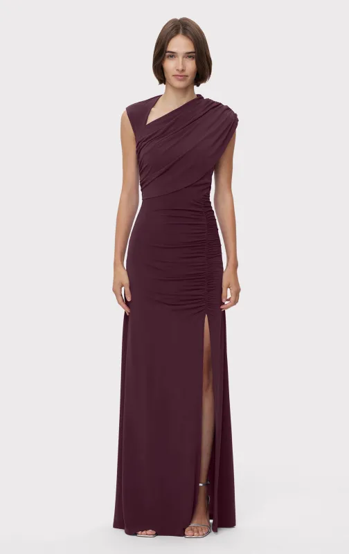 RUCHED MATTE JERSEY S/L DRAPED GOWN sold by Herve Leger
