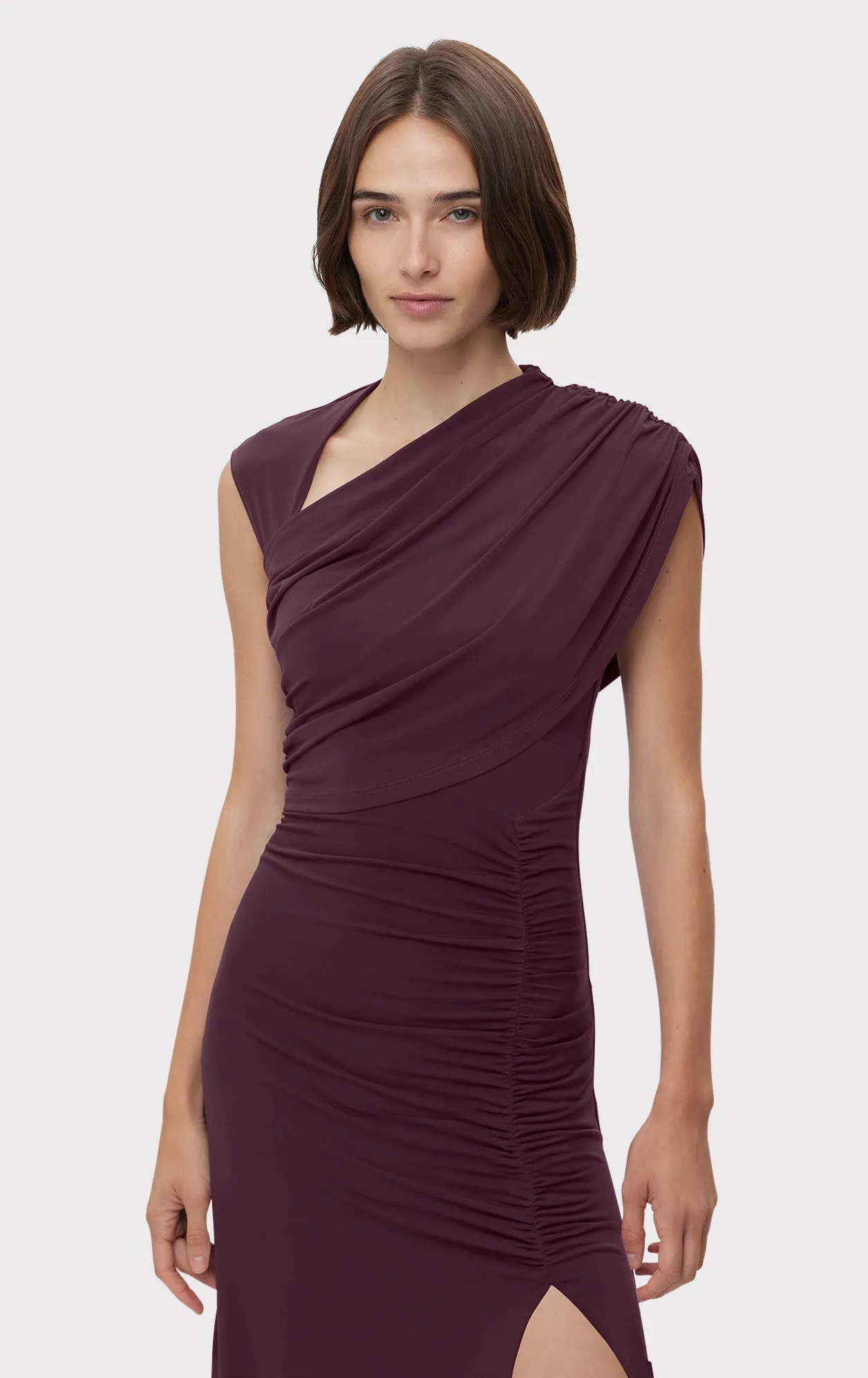 RUCHED MATTE JERSEY S/L DRAPED GOWN sold by Herve Leger product image thumbnail 5