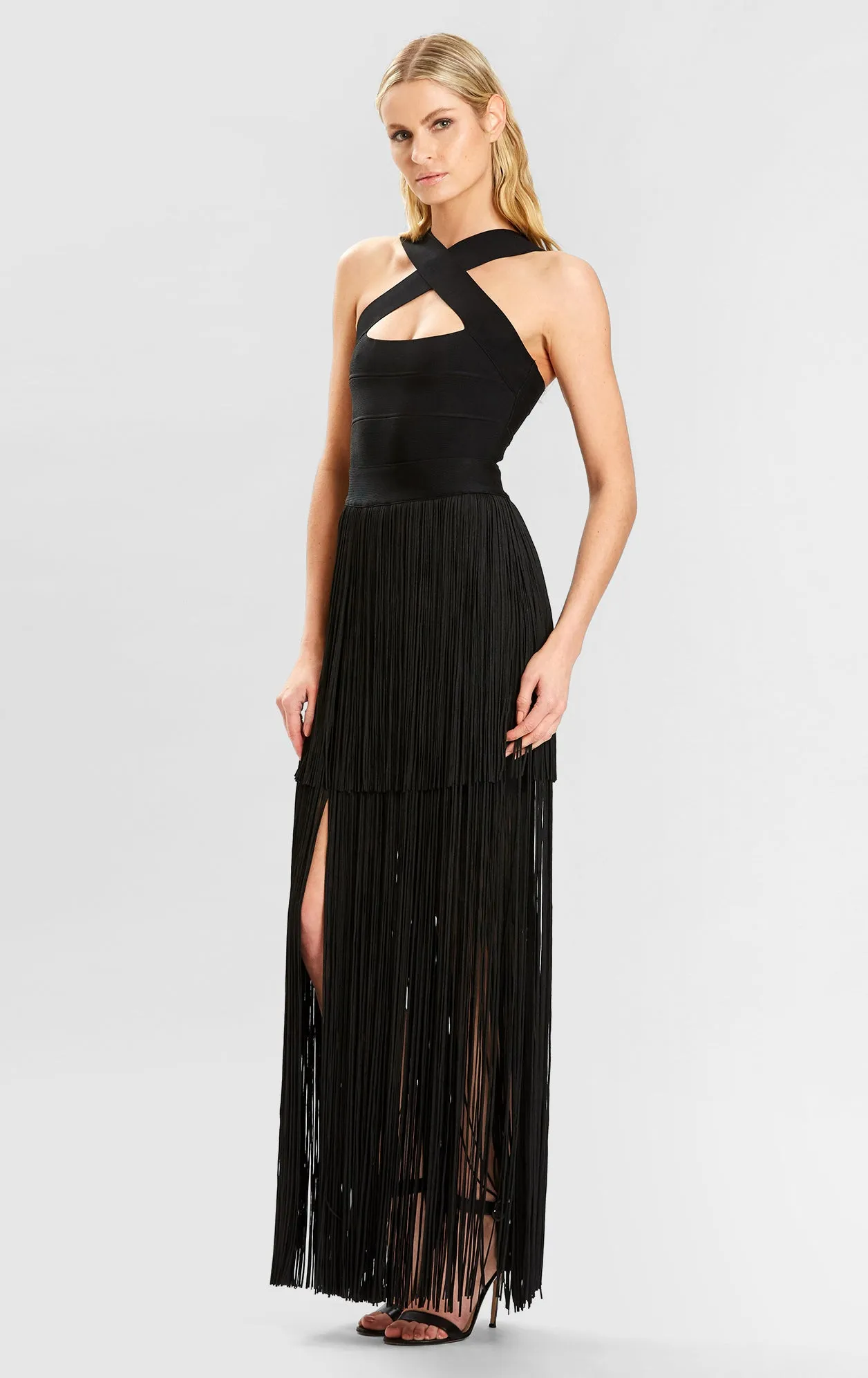 CROSS NECK FRINGE GOWN sold by Herve Leger product image thumbnail 5