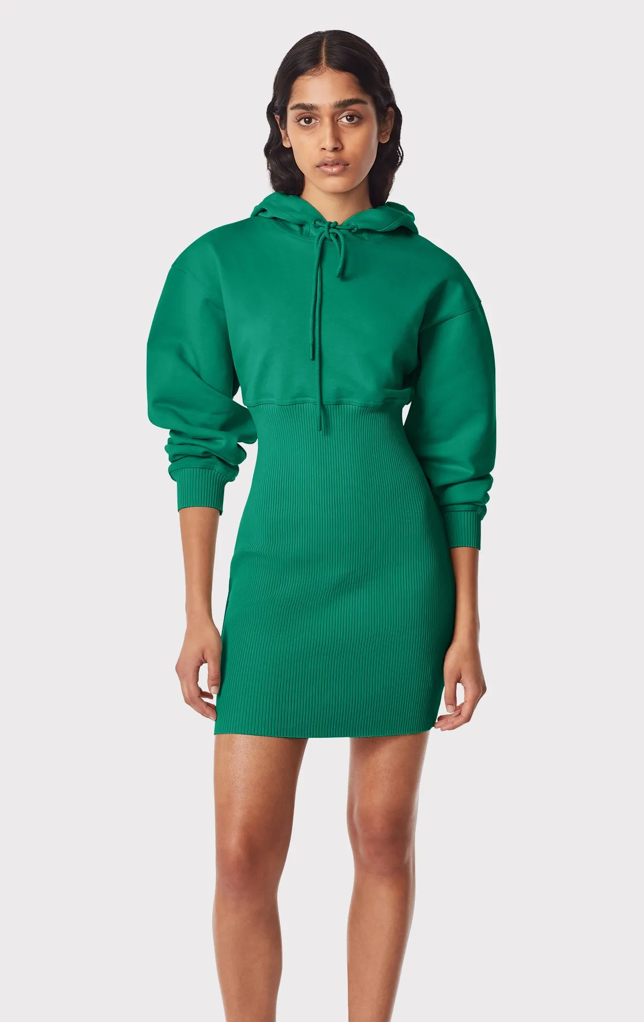 RIBBED HOODIE SWEATSHIRT MINI DRESS sold by Herve Leger
