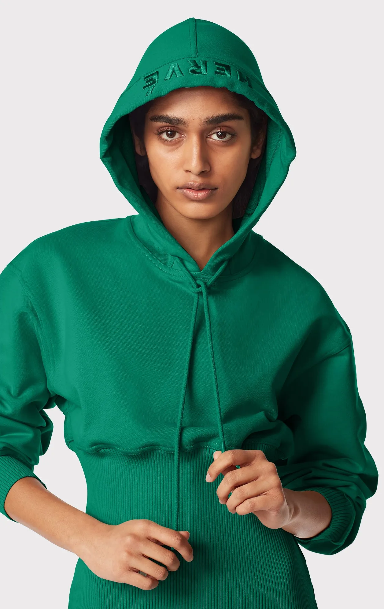 RIBBED HOODIE SWEATSHIRT MINI DRESS sold by Herve Leger product image thumbnail 4