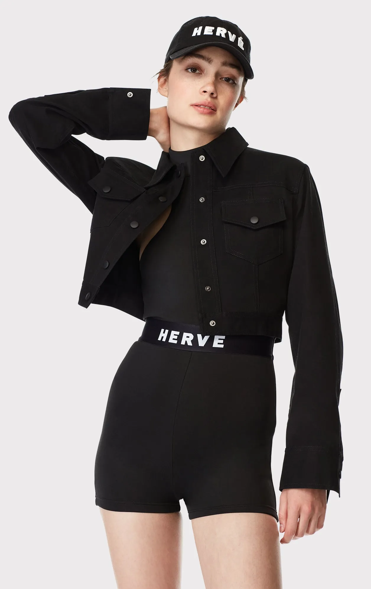 cotton twill cropped jacket sold by Herve Leger