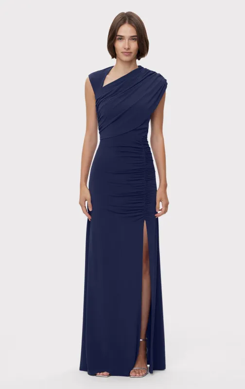 RUCHED MATTE JERSEY S/L DRAPED GOWN sold by Herve Leger