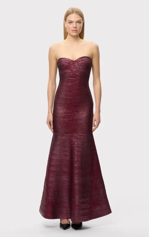 THE METALLIC SARA GOWN made by Herve Leger