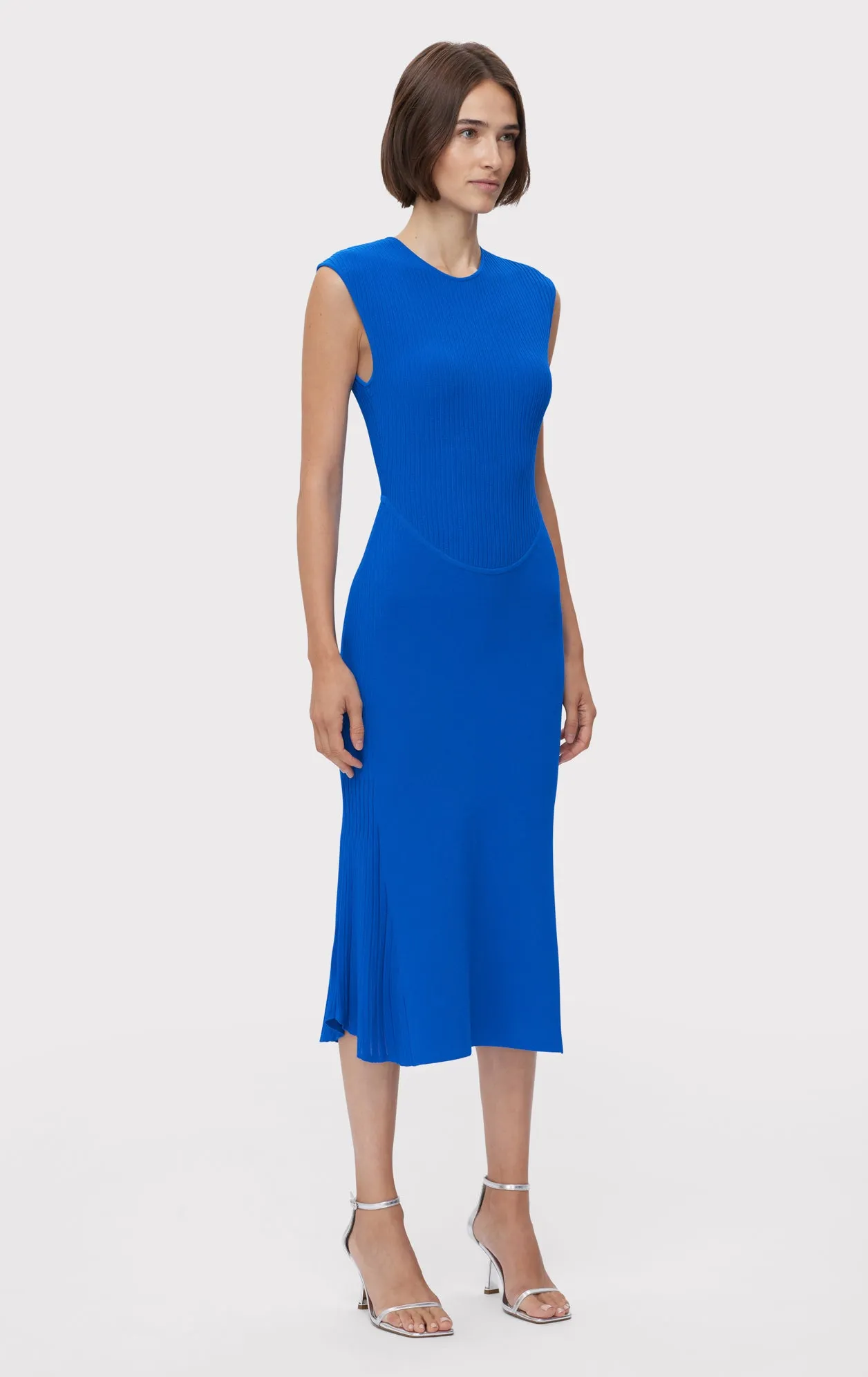 SHEER FLUTED STRIPE FLARE MIDI DRESS sold by Herve Leger product image thumbnail 4