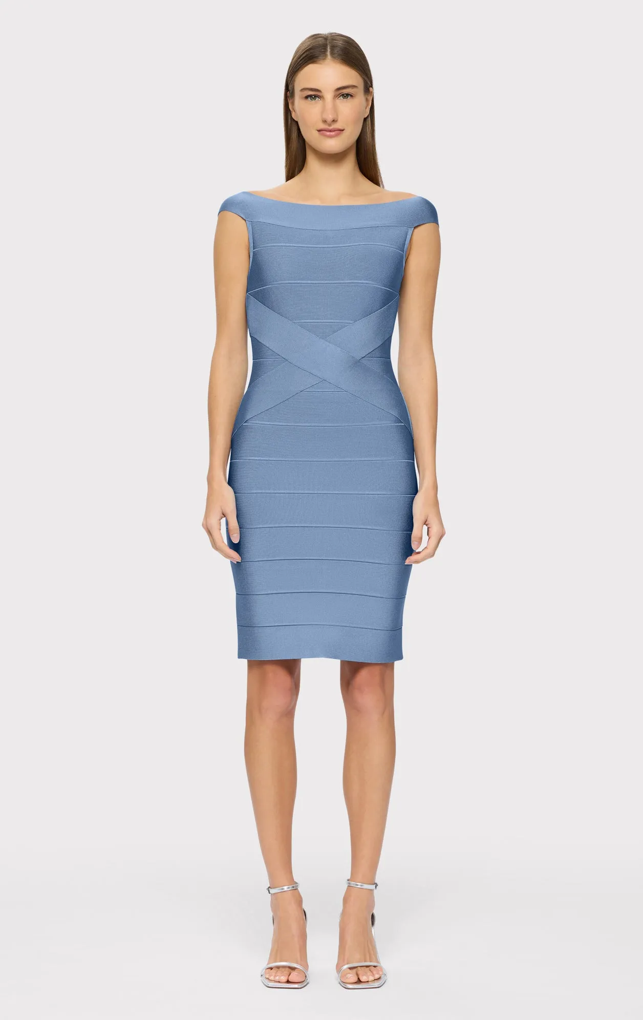 BATEAU CRISS CROSS WAIST BANDAGE DRESS sold by Herve Leger
