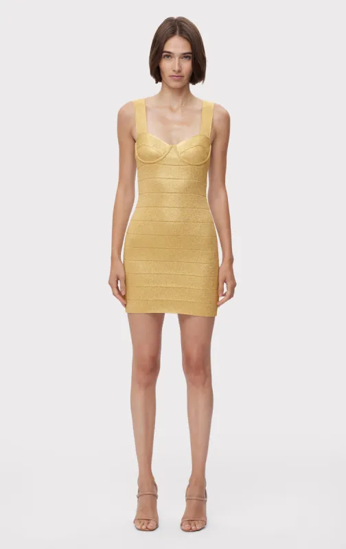 DISCO KNIT BUSTIER S/L MINI DRESS sold by Herve Leger