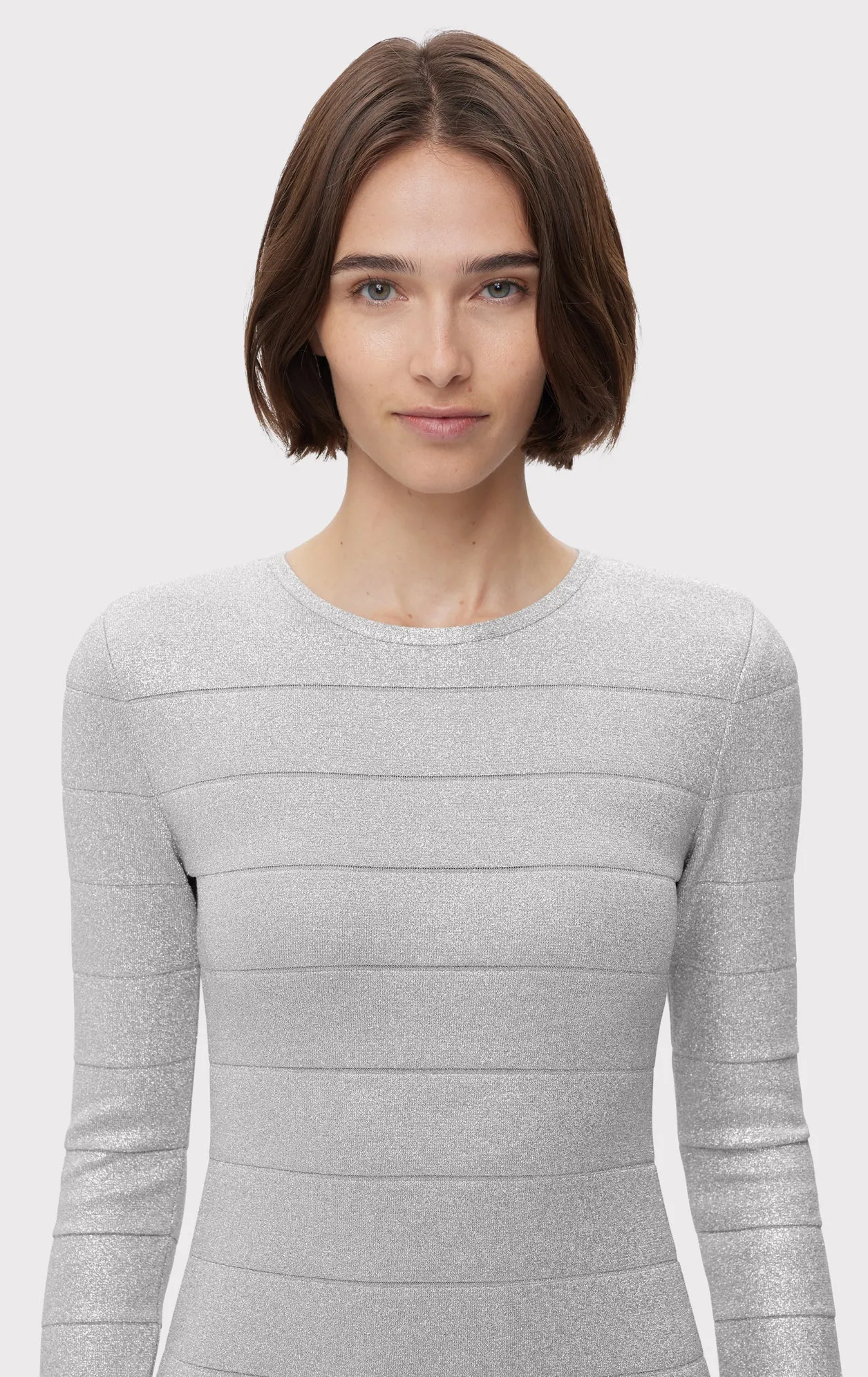 DISCO KNIT CREW NECK L/S MINI DRESS sold by Herve Leger product image thumbnail 4