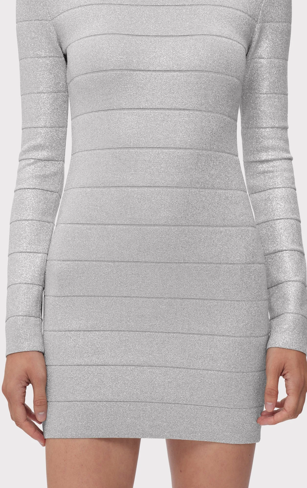 DISCO KNIT CREW NECK L/S MINI DRESS sold by Herve Leger product image thumbnail 5