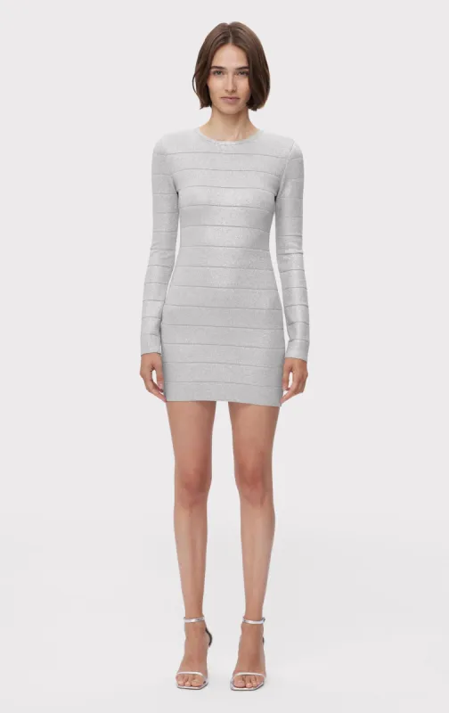 DISCO KNIT CREW NECK L/S MINI DRESS sold by Herve Leger