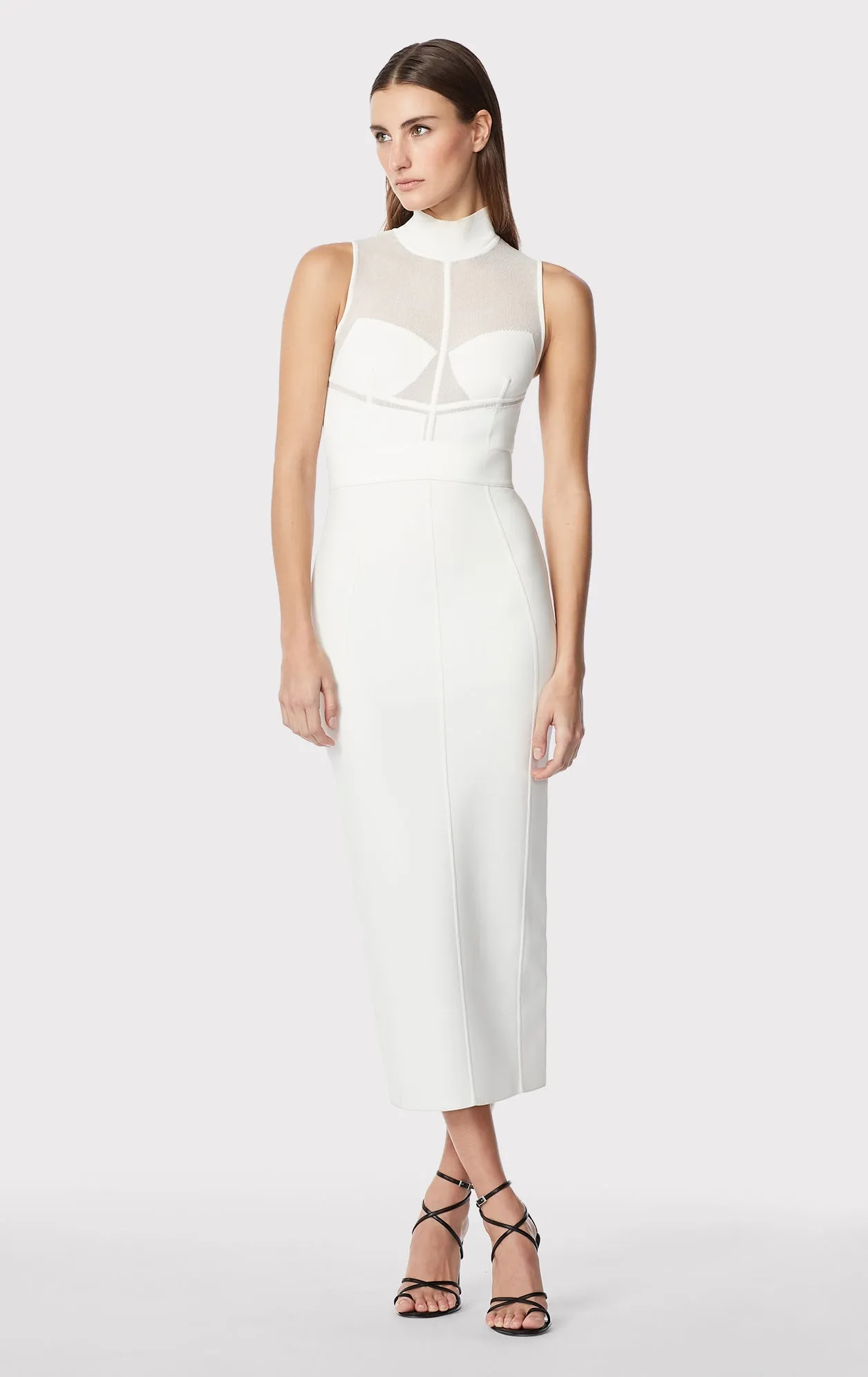 SHEER INTARSIA BUSTIER MIDI DRESS sold by Herve Leger
