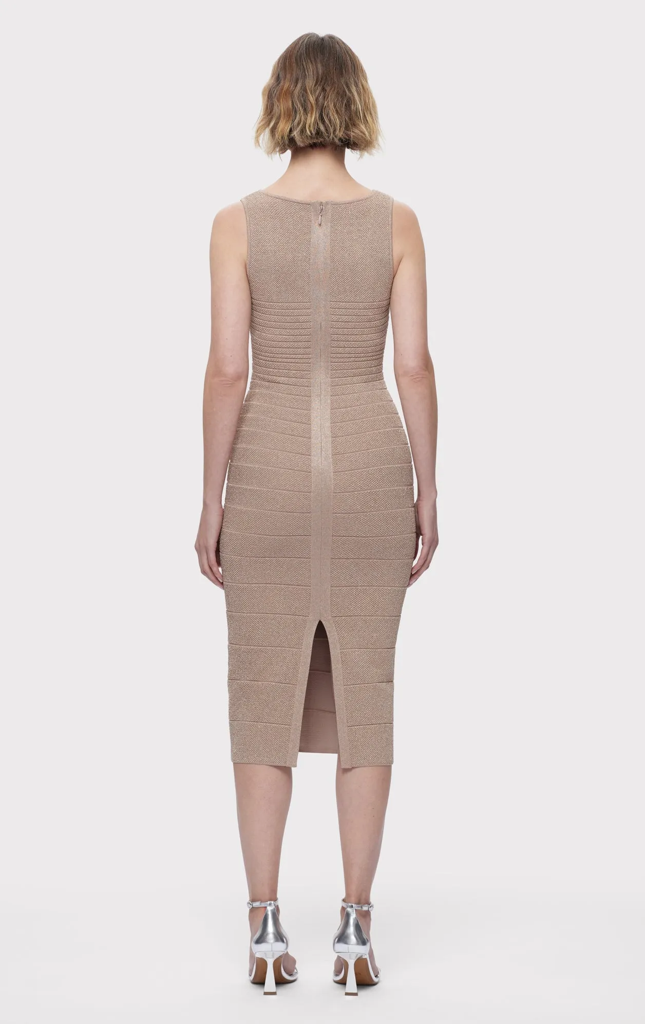 TEXTURE LUREX SQUARE NECK MIDI DRESS sold by Herve Leger product image thumbnail 5