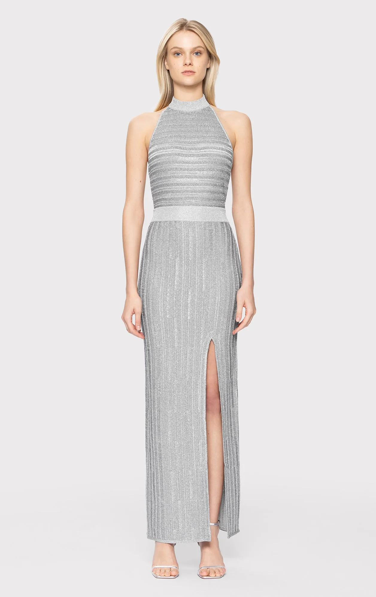 LUREX EYELASH MOCK NECK GOWN sold by Herve Leger