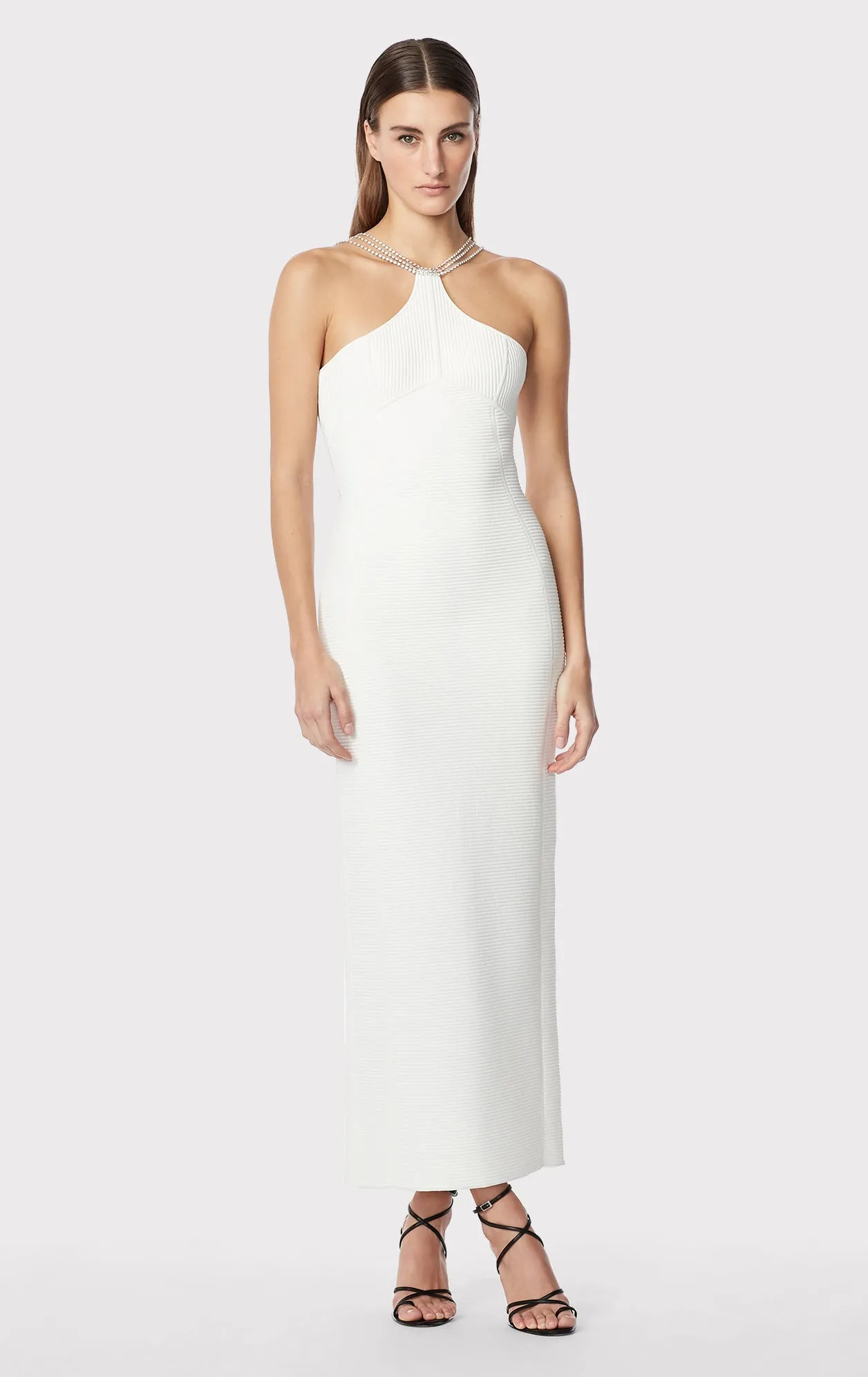 HALTER OTTOMAN GOWN W/ CRYSTAL TRIM sold by Herve Leger
