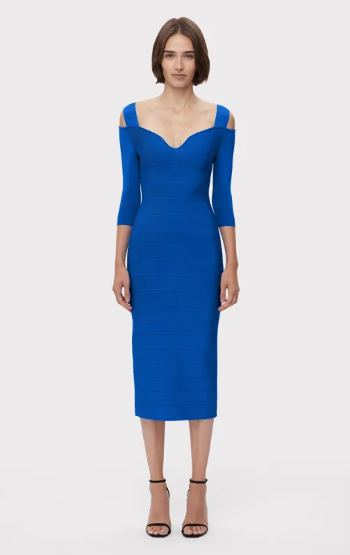 NOTCHED BATEAU MIDI DRESS sold by Herve Leger