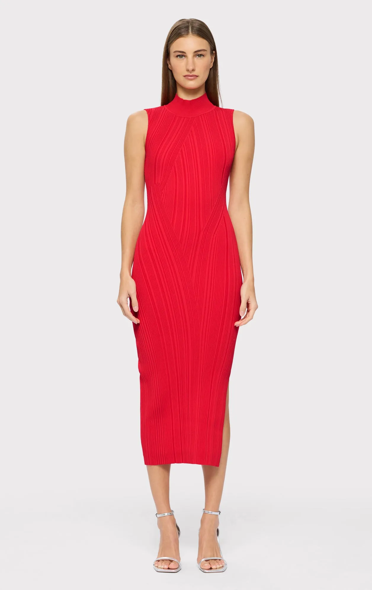 RIB KNIT SLEEVELESS TURTLENECK DRESS sold by Herve Leger