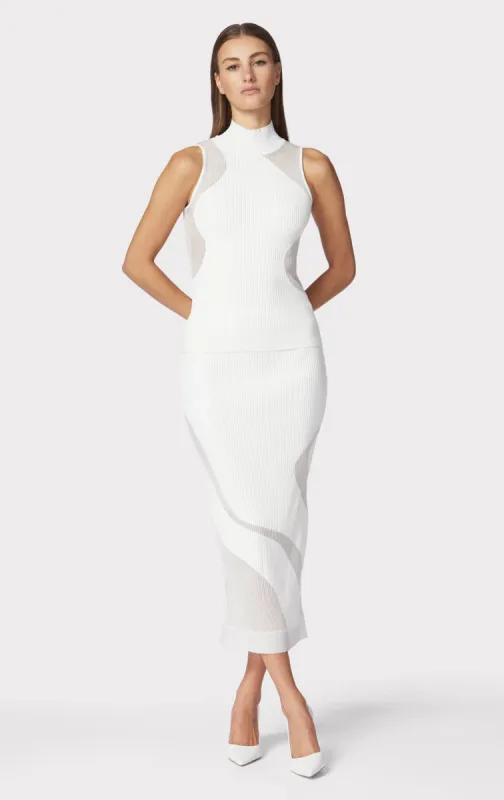 OPAQUE SHEER RIB MIDI SKIRT sold by Herve Leger