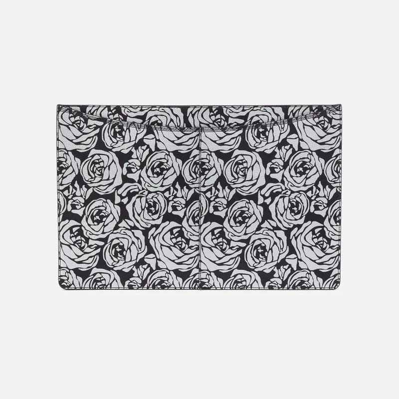 Vida Large Laptop Sleeve In Micro Pebbled Leather - Silver Rose Print sold by HOBO
