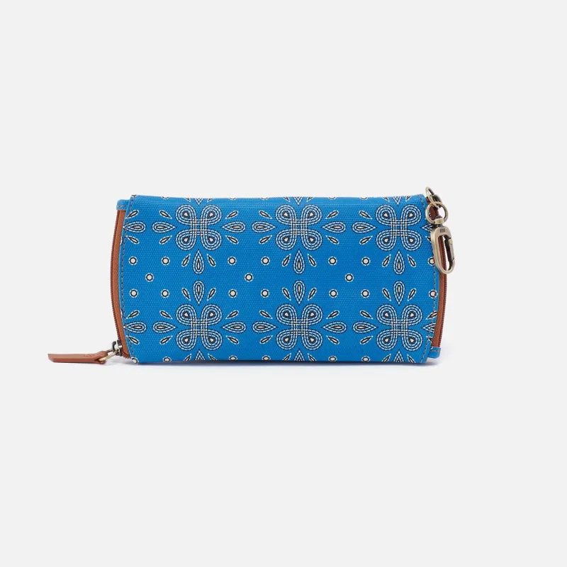 Spark Double Eyeglass Case In Coated Canvas - Blue Journey Bandana sold by HOBO