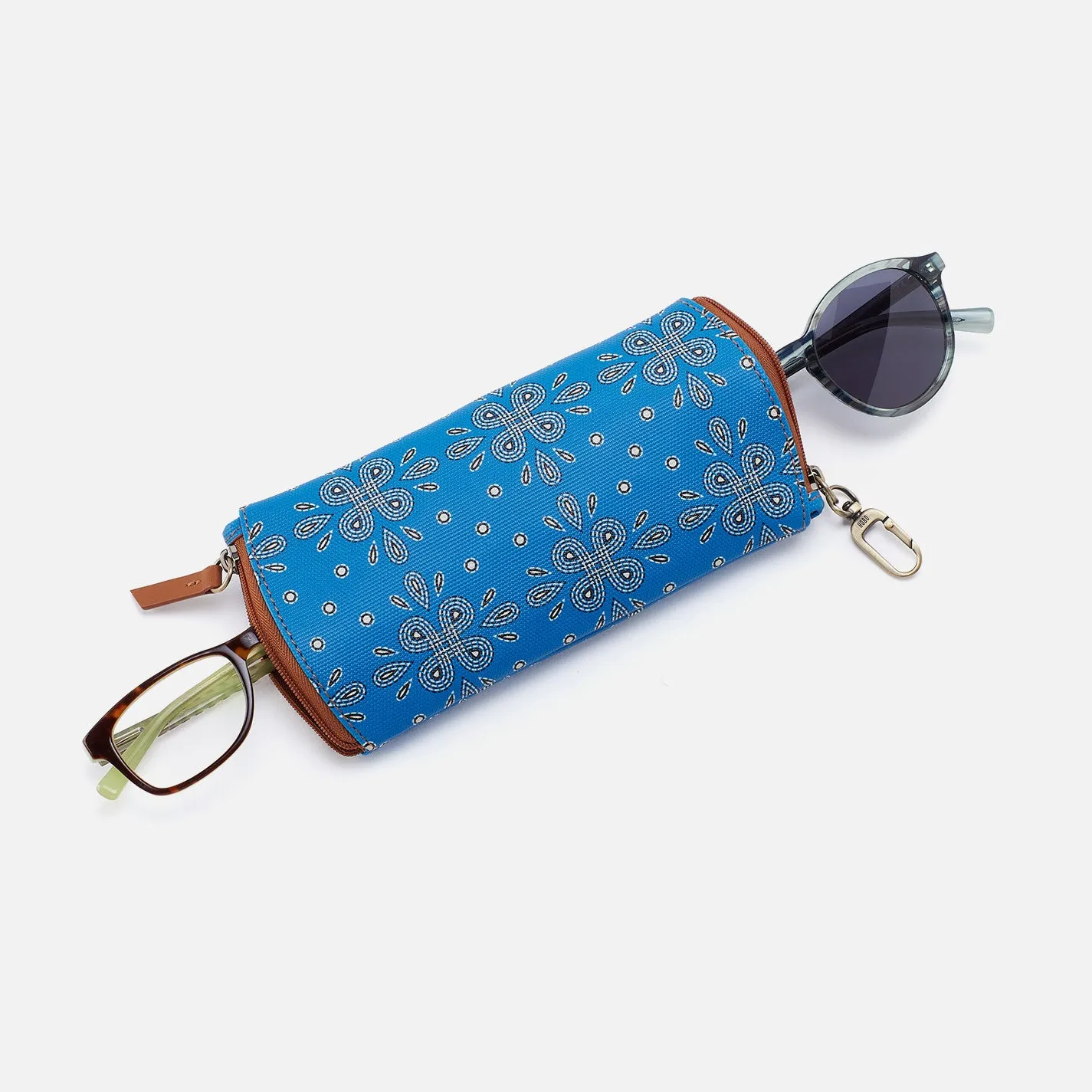 Spark Double Eyeglass Case In Coated Canvas - Blue Journey Bandana sold by HOBO product image thumbnail 2