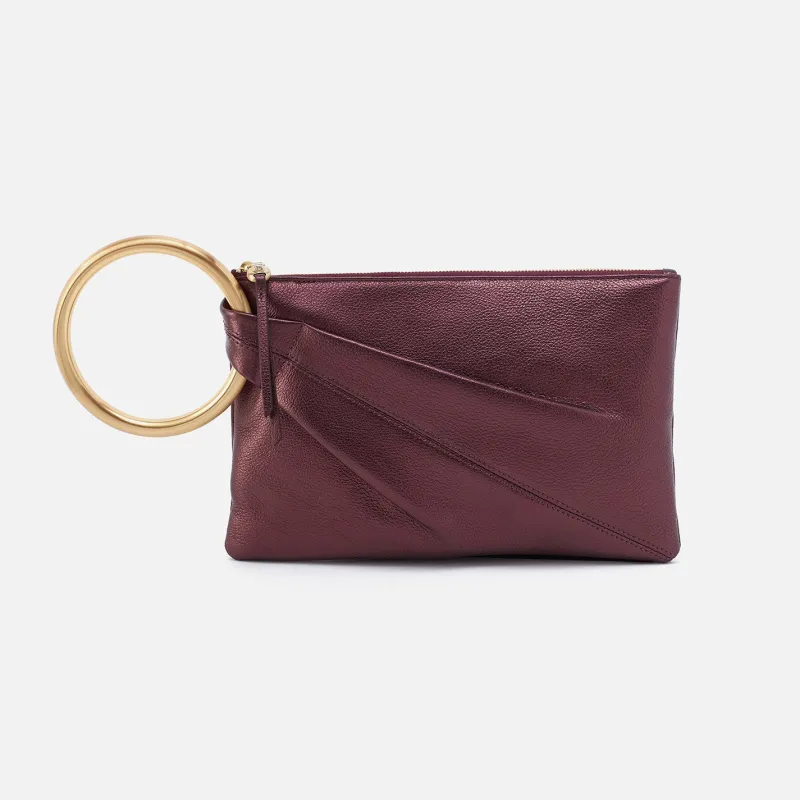 Sheila Ring Clutch In Metallic Leather - Frosted Plum sold by HOBO